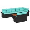 vidaXL Havesofa S&aelig;t 9 stk. 8-Antal s&aelig;der Sort og turkis polyrattan