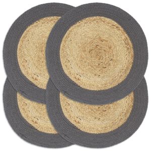 vidaXL d&aelig;kkeservietter 4 stk. 38 cm jute og bomuld natur og antracit
