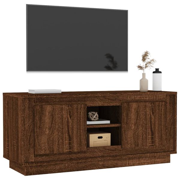 vidaXL tv-bord 102x35x45 cm konstrueret træ brun egetræsfarve