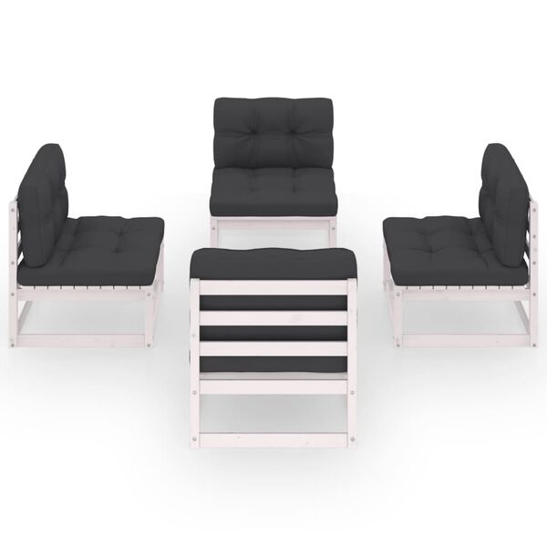 vidaXL loungesæt til haven 4 dele med hynder massivt fyrretræ