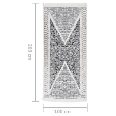 vidaXL gulvtæppe 100x200 cm bomuld sort og grå