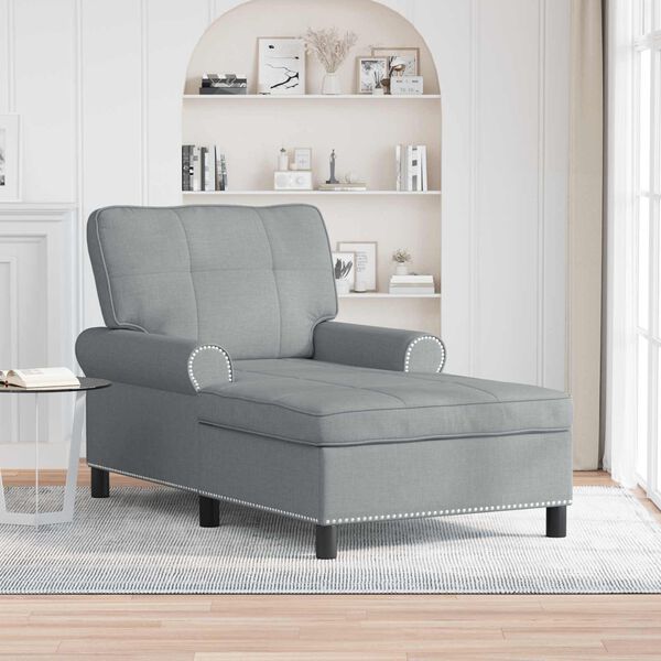 vidaXL Chaise Lounge med pude Lysegr&aring; 91 x 157 x 91 cm Stof