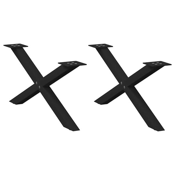 vidaXL sofabordsben X-formet 2 stk. sort 70 x (30-31) cm st&aring;l