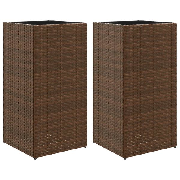vidaXL plantekasser 2 stk. 40x40x80 cm polyrattan brun