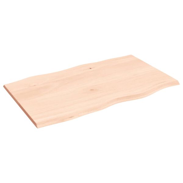vidaXL bordplade 100x60x2 cm naturlig kant ubehandlet massivt egetræ