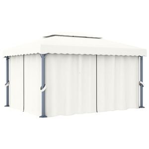 vidaXL pavillon med gardin 4x3 m aluminium cremefarvet