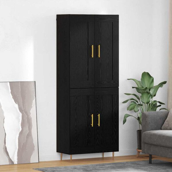 vidaXL Highboard Sort eg 69,5 x 34 x 180 cm Konstrueret tr&aelig;