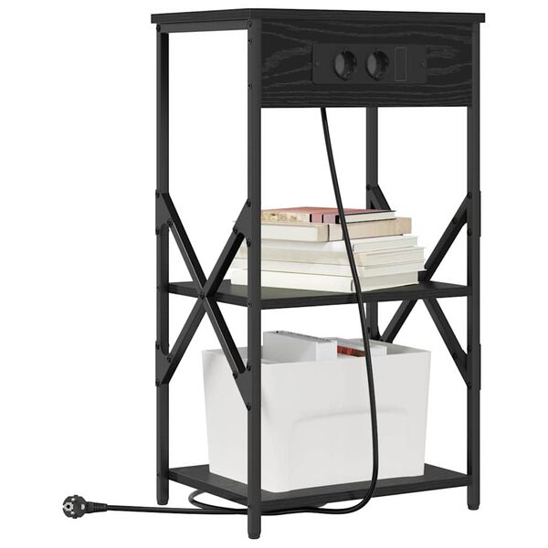 vidaXL Natskab med hylde Sort eg 41 x 31 x 76 cm Konstrueret tr&aelig;