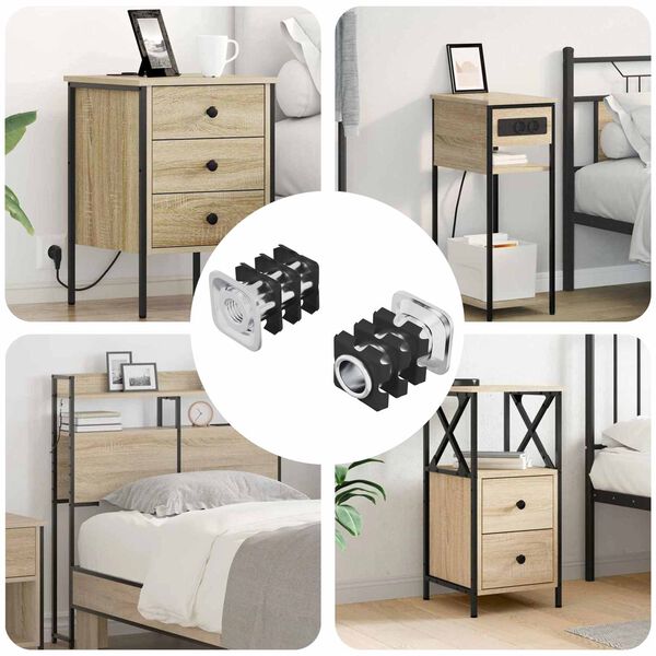 vidaXL Gevindet tubeindsats 2 pcs Sort og S&oslash;lv 15,8 x 15,8 x 22,5 mm