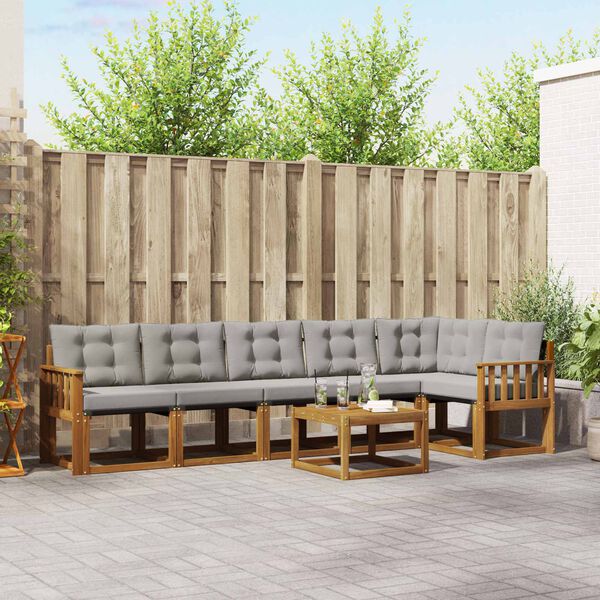 vidaXL Udend&oslash;rs sofagruppe med pude 7 pcs Naturlig og Lys Gr&aring;