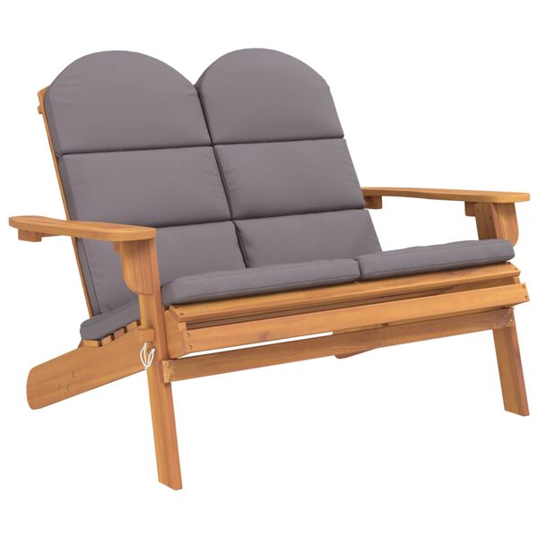 vidaXL Adirondack-havebænk med hynder 126 cm massivt akacietræ