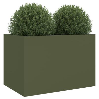 vidaXL plantekasse 62x40x39 cm koldvalset stål olivengrøn