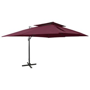 vidaXL fritstående haveparasol med dobbelt top bordeauxrød 400x300 cm