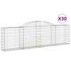 vidaXL buede gabionkurve 30 stk. 300x30x80/100 cm galvaniseret jern
