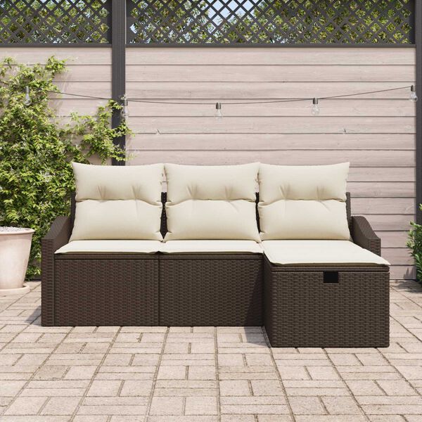 vidaXL Sofa Sæt med pude 4 pcs polyrattan