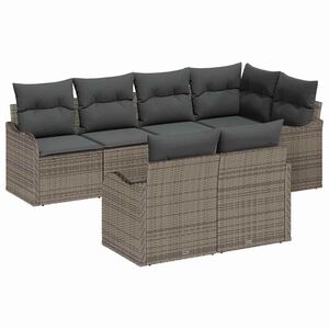 vidaXL Havesofa S&aelig;t med opbevaring 7 pcs Gr&aring; Poly rattan