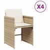 vidaXL havestole 4 stk. med hynder polyrattan beige