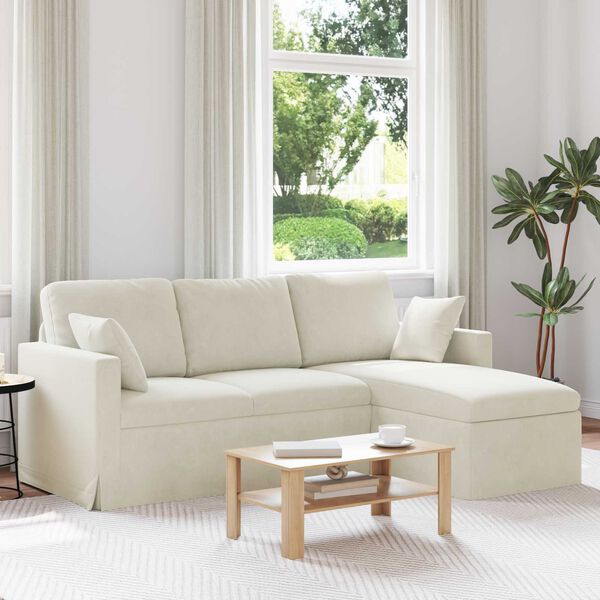 vidaXL Sofa Creme 198 x 134 x 80 cm Fl&oslash;jl