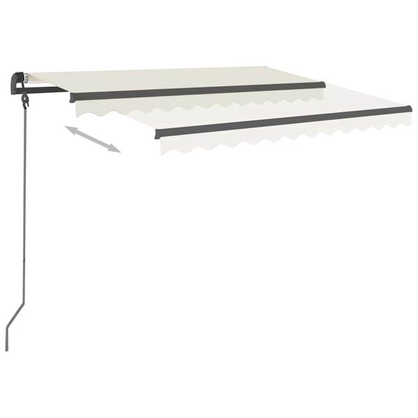 vidaXL markise med stolper 3x2,5 m automatisk betjening cremefarvet