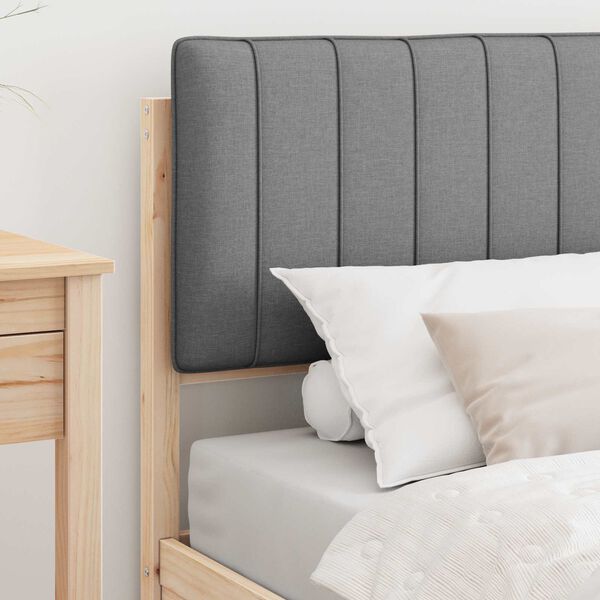 vidaXL Sengestel med Polstret Hovedgavl Lysegr&aring; 90 x 190 cm