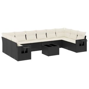 vidaXL sofas&aelig;t til haven 11 dele med hynder polyrattan sort