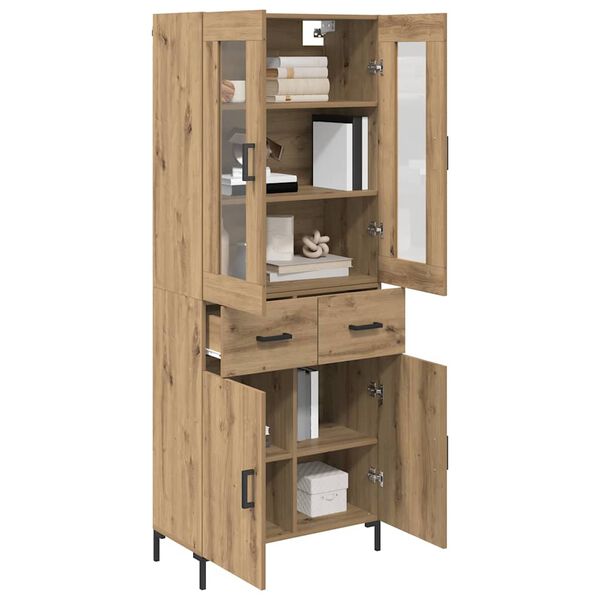 vidaXL Highboard med skuffe 2 pcs Artisan Egetr&aelig; Konstrueret tr&aelig;