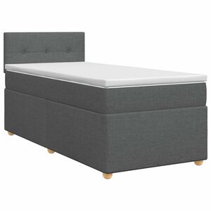 vidaXL Boxmadras med topmadras M&oslash;rkegr&aring; 90 x 190 cm Stof