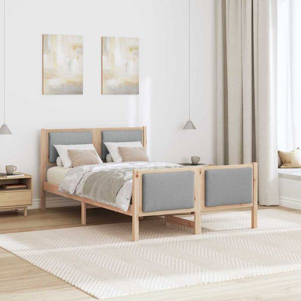 vidaXL Sengestel med hovedgærde Lysegrå 120 x 200 cm Stof