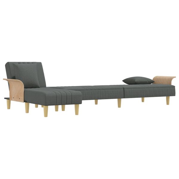 vidaXL L-formet sovesofa 279x140x70 cm stof m&oslash;rkegr&aring;