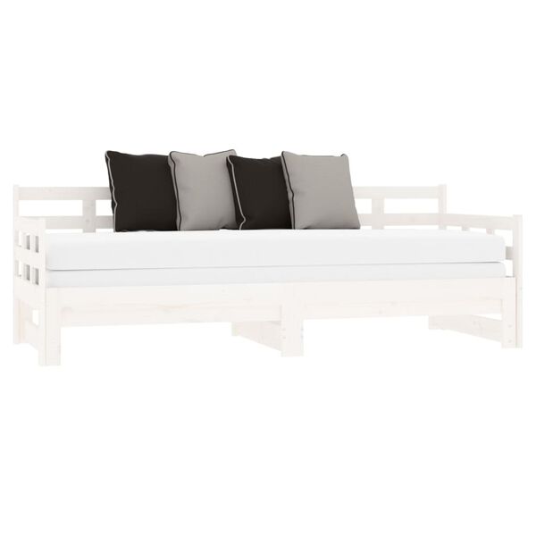 vidaXL daybed med udtræk 2x(80x200) cm massivt fyrretræ hvid