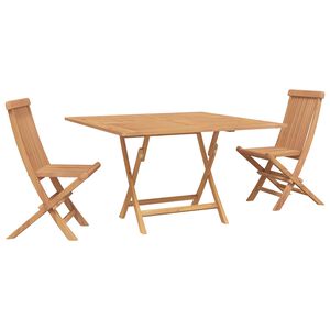 vidaXL Have Bistro S&aelig;t 3 stk. Naturfarvet Massiv Teaktr&aelig;