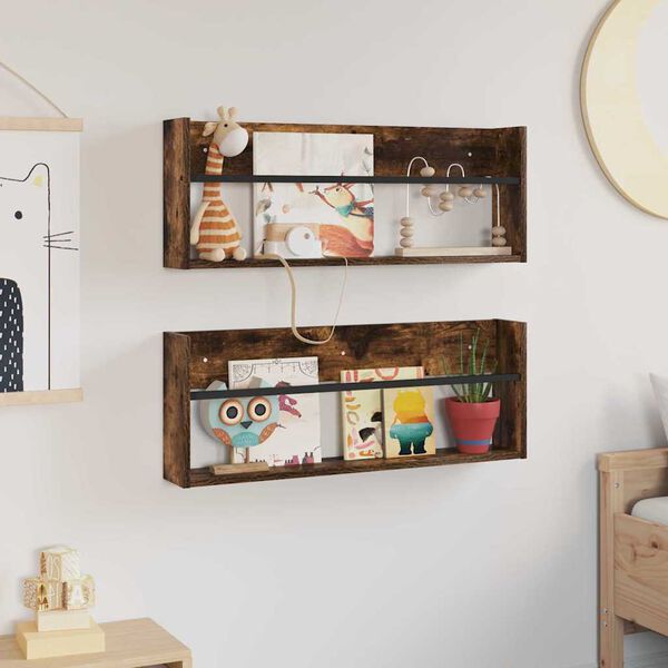 vidaXL Magasin Rack 2 pcs R&oslash;get eg 80 x 12 x 30 cm Konstrueret tr&aelig;