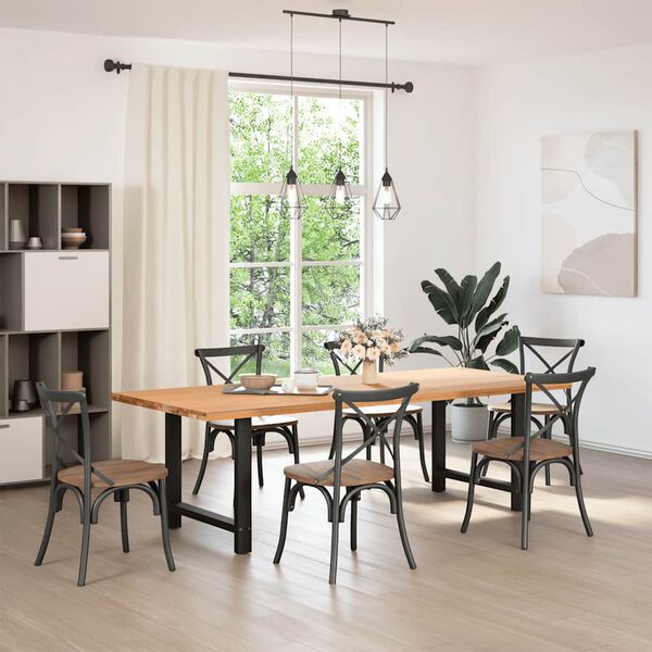 vidaXL spisebordsben sort 2 stk. 70x(72-73) cm st&aring;l