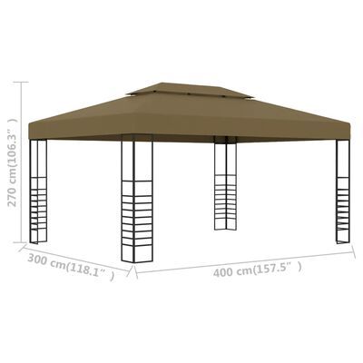 vidaXL pavillon 3x4 m 180 g/m² gråbrun