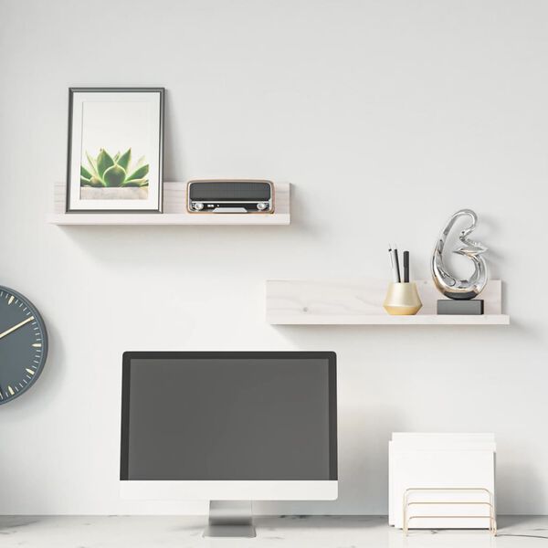 vidaXL væghylder 2 stk. 50x11x9 cm massivt fyrretræ hvid