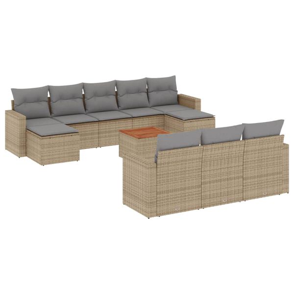 vidaXL havesofas&aelig;t 11 dele med hynder polyrattan beige