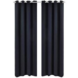 2 stk Sort Blackout Gardiner med Metal Ringe 135 x 245 cm