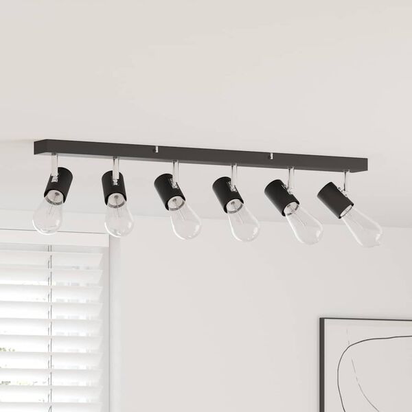 vidaXL Loftsspot med spotlights Sort 73 x 6,5 x 11,5 cm Metal