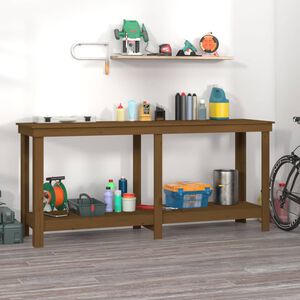 vidaXL arbejdsbord 180x50x80 cm massivt fyrretr&aelig; gyldenbrun