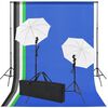 vidaXL fotostudieudstyr: 5 farvede kulisser og 2 paraplyer