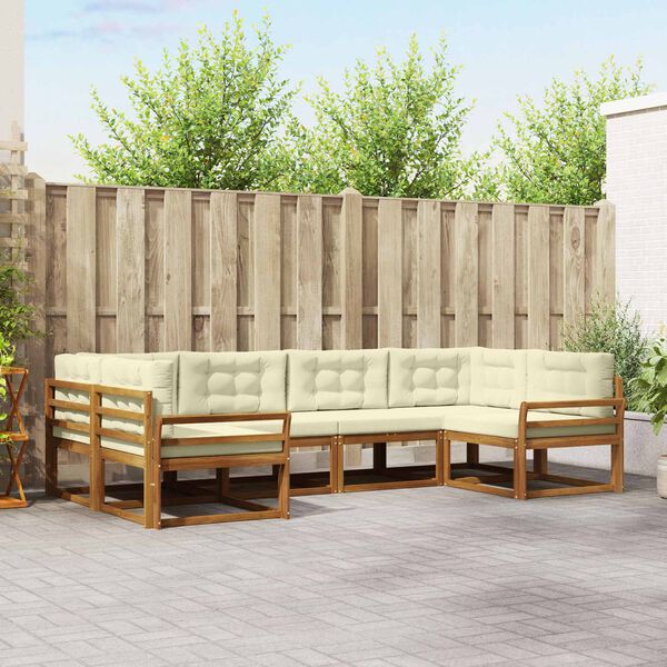 vidaXL Udend&oslash;rs sofagruppe med pude 6 pcs Naturlig og Fl&oslash;de