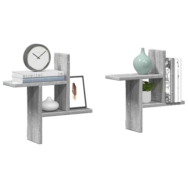 vidaXL v&aelig;ghylder 2 stk. 38x12x38 cm konstrueret tr&aelig; gr&aring; sonoma-eg