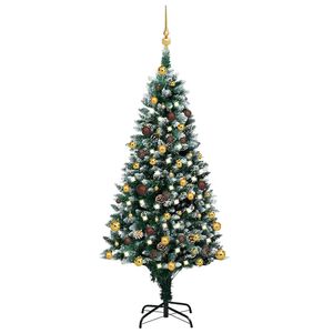 vidaXL kunstigt juletr&aelig; med LED og kugles&aelig;t og fyrrekogler 210 cm