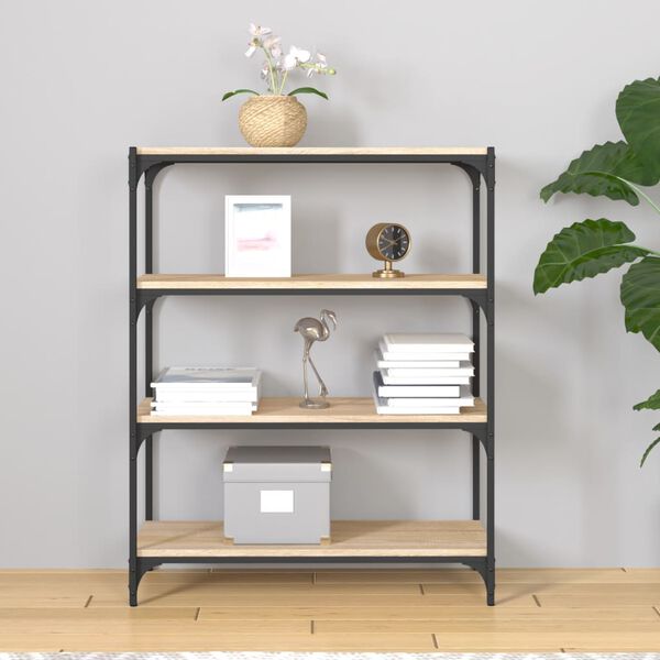 vidaXL bogreol 80x33x100 cm konstrueret tr&aelig; og st&aring;l sonoma-eg