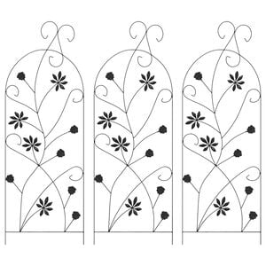 vidaXL Havehegn 3 stk. Sort 112 x 39,5 cm St&aring;l