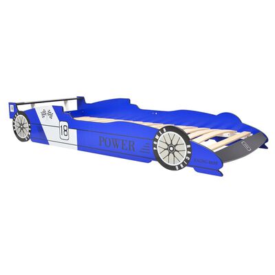 vidaXL LED racerbilseng til børn 90 x 200 cm blå