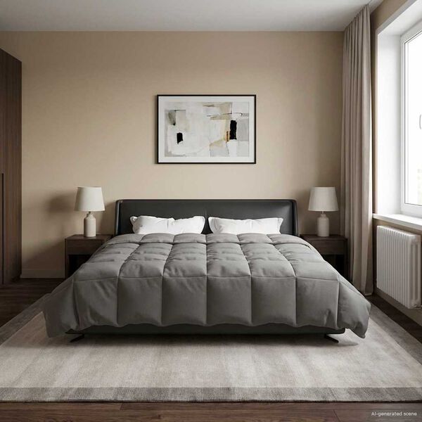 vidaXL Sommer dyne Quilting Lysegr&aring; 200 x 240 cm Mikrofiber