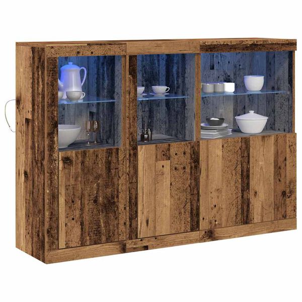 vidaXL LED Sideboard Gammelt tr&aelig; 142,5 x 37 x 100 cm Konstrueret tr&aelig;