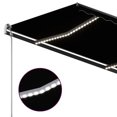 vidaXL markise m. LED-lys 4x3 m manuel betjening antracitgrå