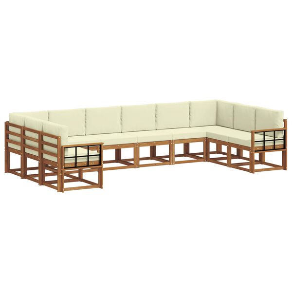 vidaXL Udend&oslash;rs sofagruppe med pude 10 pcs Naturlig og Fl&oslash;de